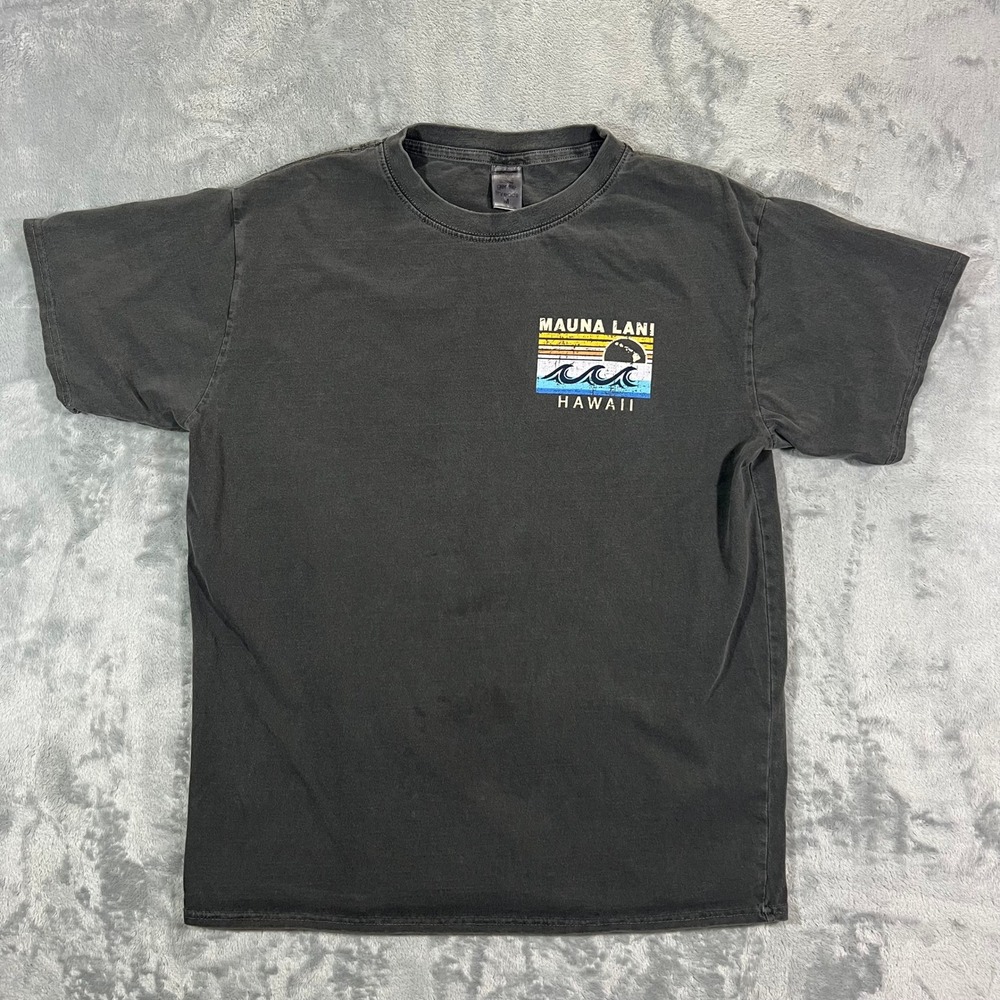 Mauna Lani Hawaii Graphic T Shirt Mens Size M Charcoal Gray Surf Big Island Life